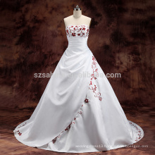 2017 satin pleats sleeveless ball gown wedding dress with real pictures